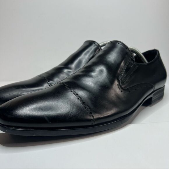 Kenneth Cole Reaction Eddy Brogue Slip On Black Loafers - Picture 10 of 12